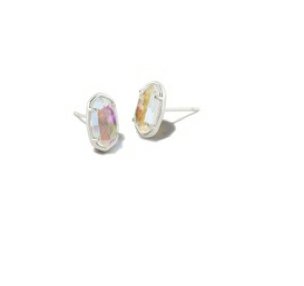 Grayson Stud Ear Rhod Dichroic Glass - Heart On A Hanger