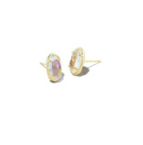 Grayson stud earrings gold dichroic glass - Heart On A Hanger