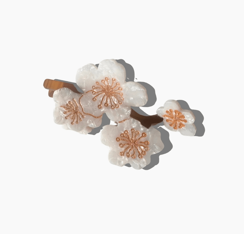 Hand painted cherry blossom claw clip - Heart On A Hanger
