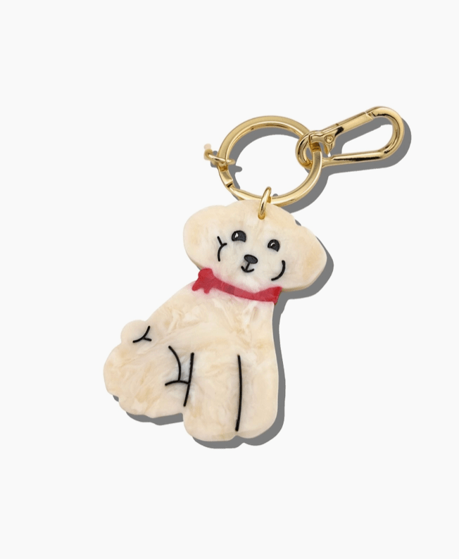 Hand painted doodle puppy keychain - Heart On A Hanger