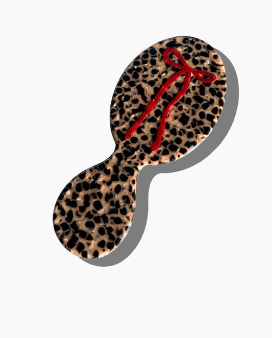 Hand painted leopard bow brush - Heart On A Hanger