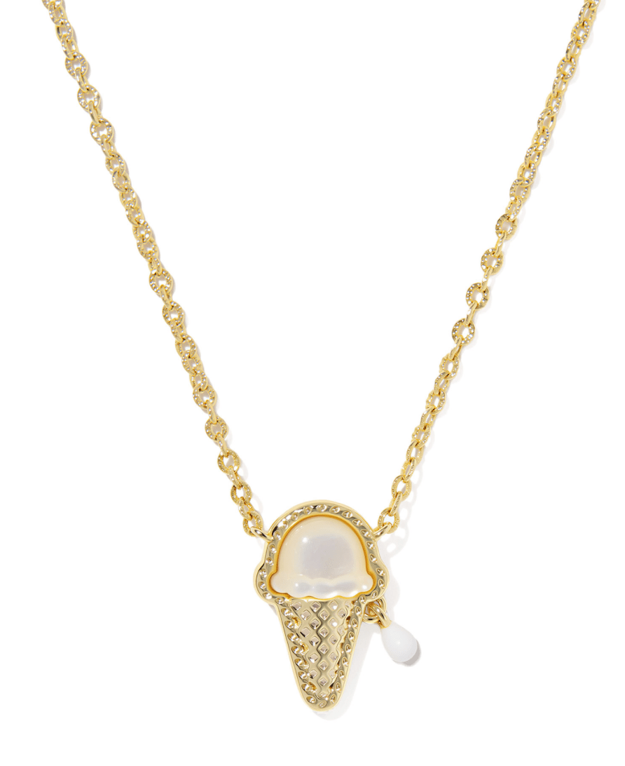 Ice cream short necklace in gold ivory mop - Heart On A Hanger