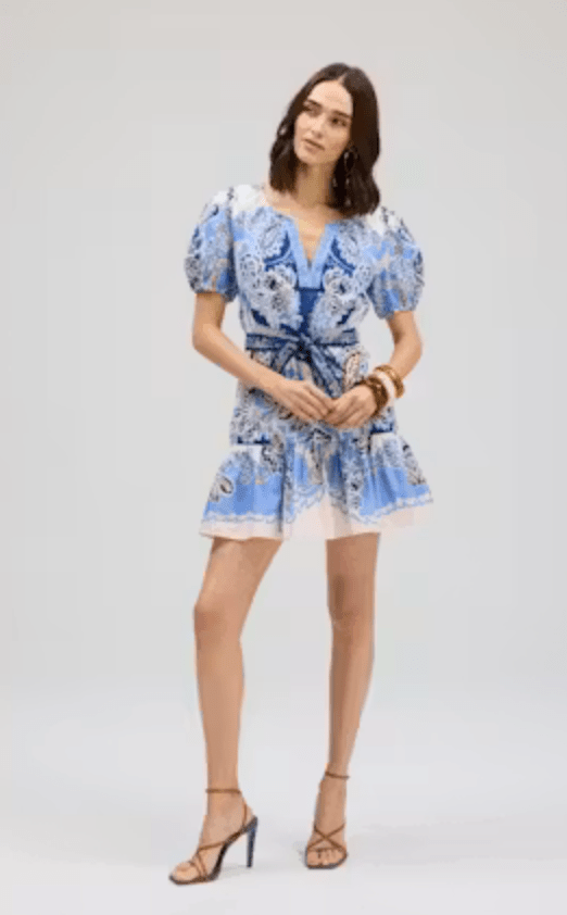 Isabella dress in azure paisley - Heart On A Hanger