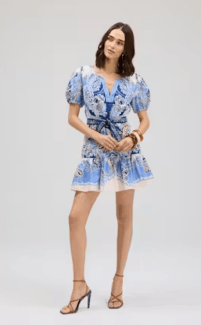 Isabella dress in azure paisley - Heart On A Hanger
