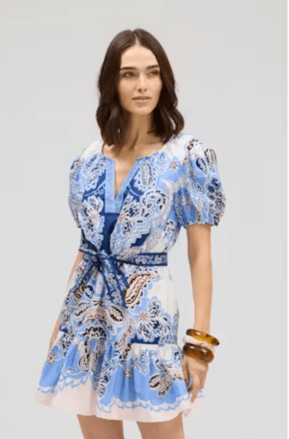 Isabella dress in azure paisley - Heart On A Hanger