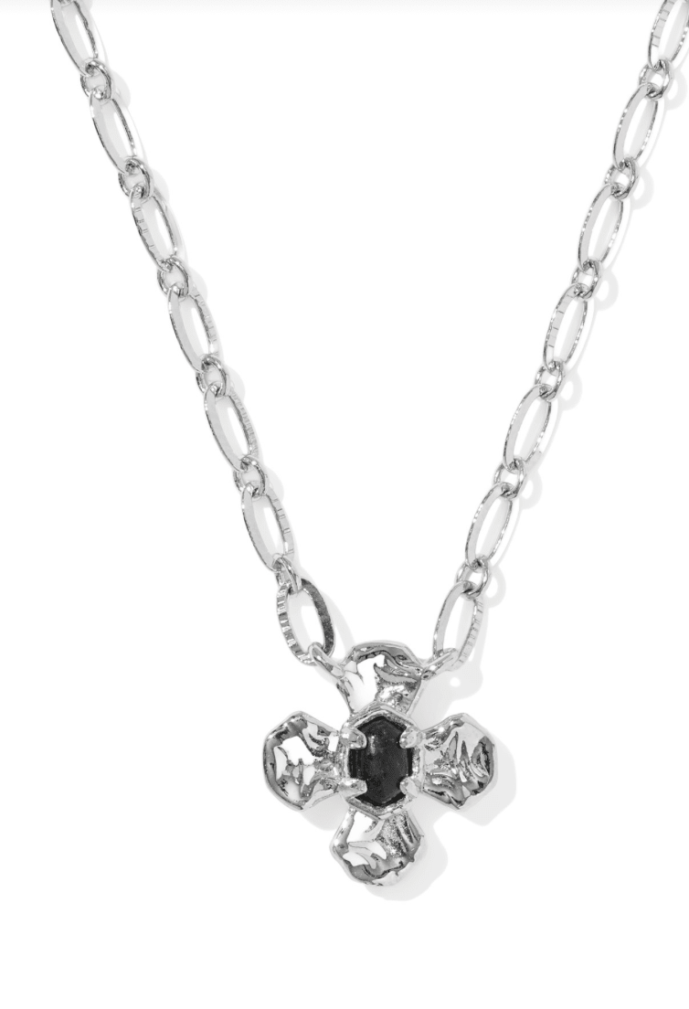 Leanne short necklace in silver black granite - Heart On A Hanger