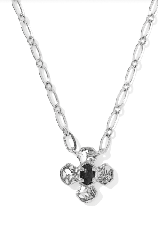 Leanne short necklace in silver black granite - Heart On A Hanger