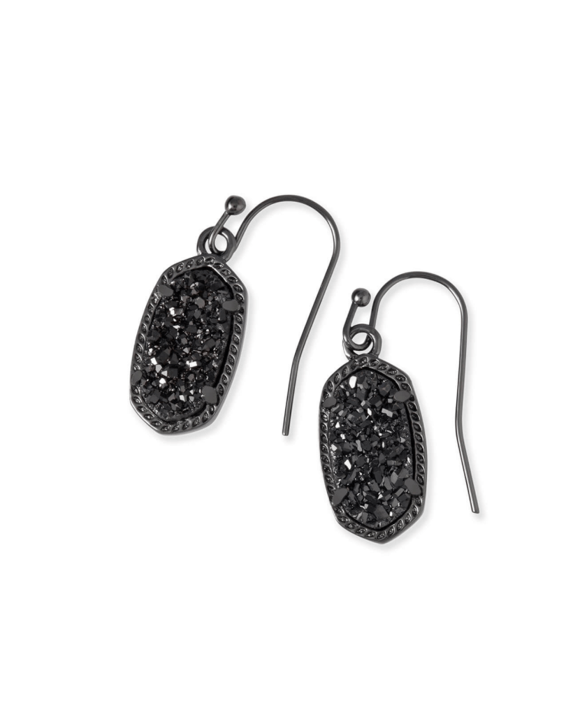 Lee drop earrings in gunmetal black drusy - Heart On A Hanger