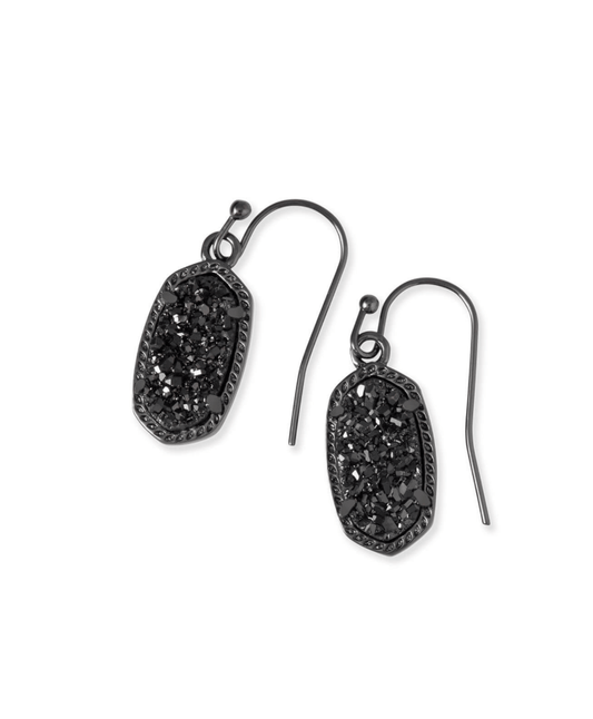 Lee drop earrings in gunmetal black drusy - Heart On A Hanger