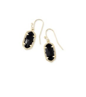 Lee Earring Gold Black - Heart On A Hanger