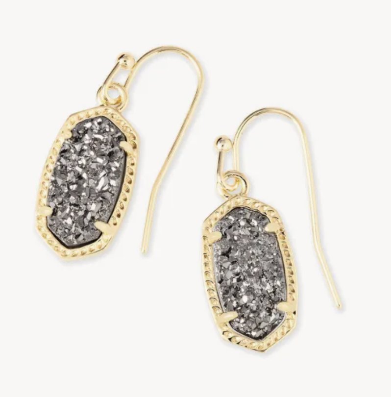 Lee Earring Gold Platinum Drussy - Heart On A Hanger