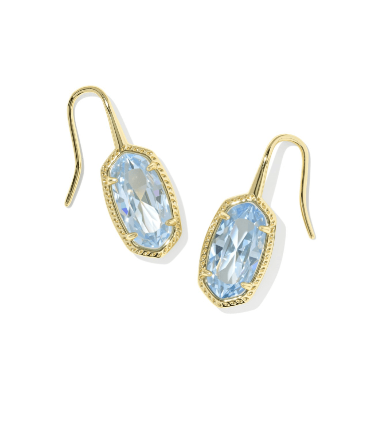 Lee luxe drop earrings in gold light blue cz - Heart On A Hanger