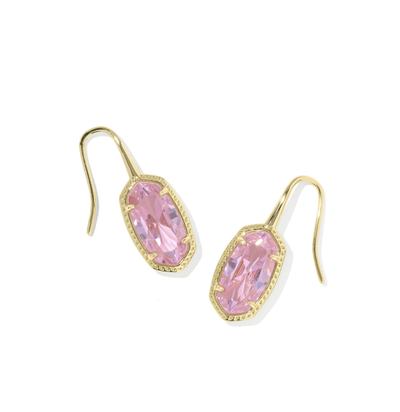 Lee luxe drop earrings in gold light pink crystal - Heart On A Hanger
