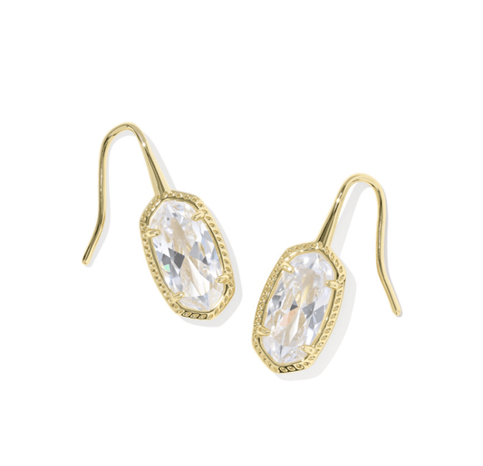 Lee luxe drop earrings in gold white cz - Heart On A Hanger