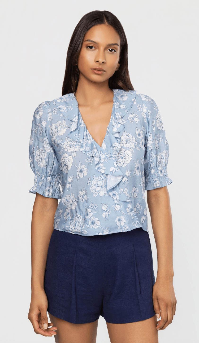 Lulu floral voile cascade blouse - Heart On A Hanger