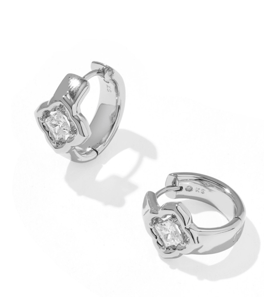Mallory Crystal huggie earrings in silver white cz - Heart On A Hanger