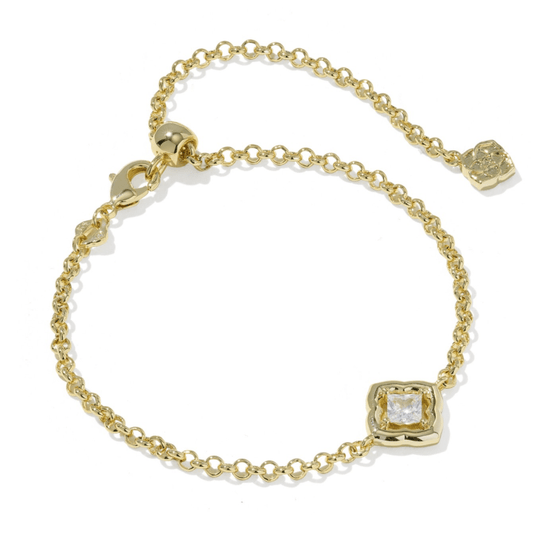 Mallory delicate chain bracelet in gold white cz - Heart On A Hanger