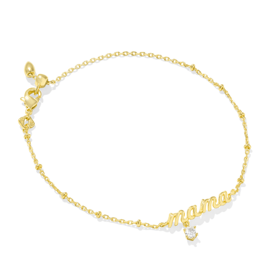 Mama crystal delicate chain bracelet - Heart On A Hanger