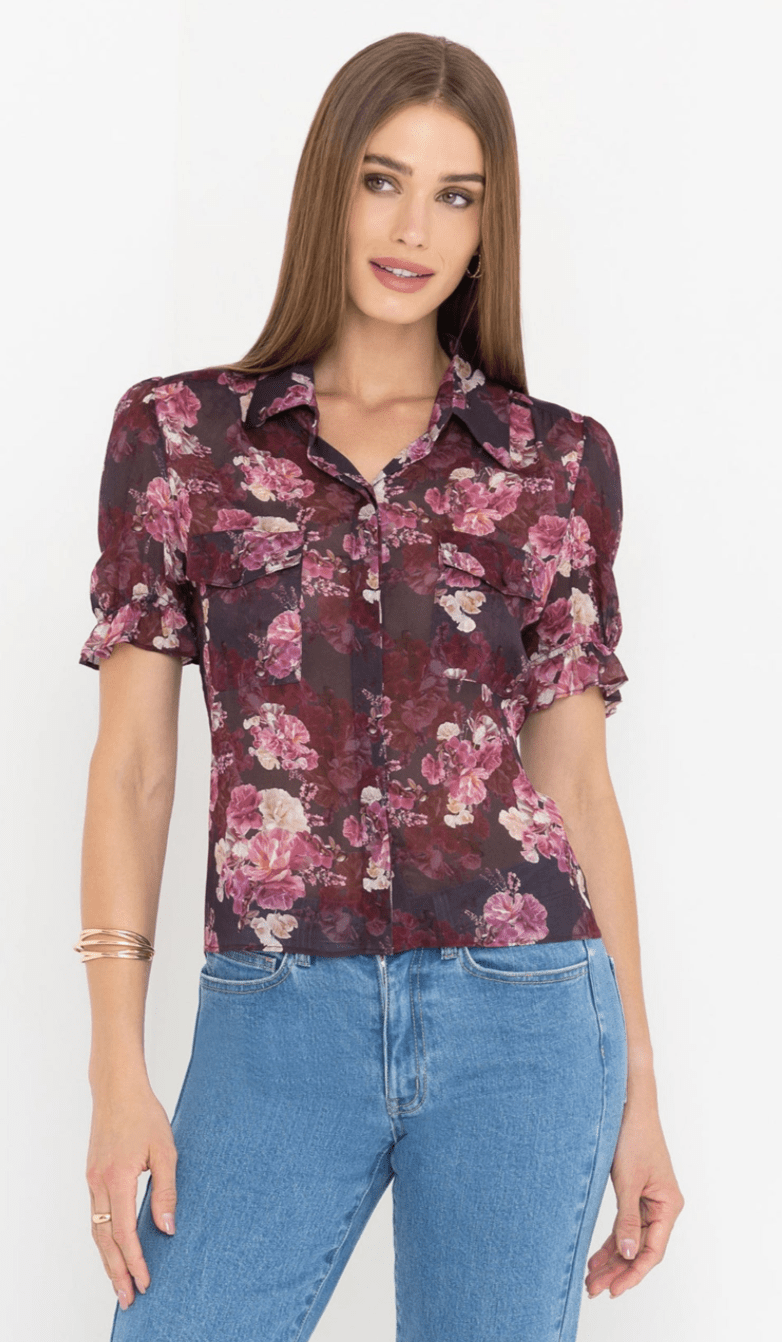 Mina floral georgette shirt - Heart On A Hanger