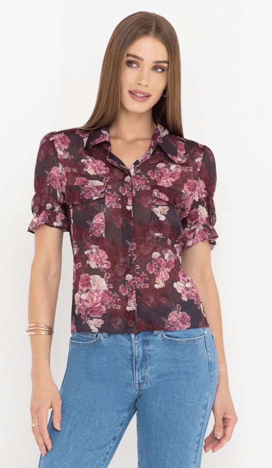 Mina floral georgette shirt - Heart On A Hanger