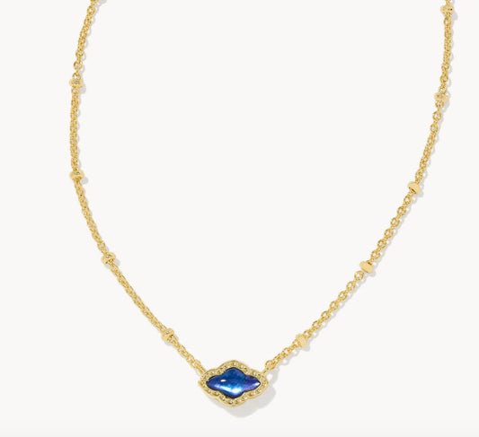 Mini abbie satellite necklace in navy abalone - Heart On A Hanger