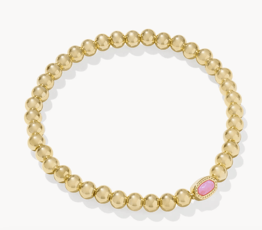 Mini elaina stretch bracelet in gold carnation opal - Heart On A Hanger