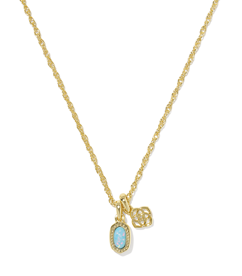 Mini elisa dira necklace in gold blue opal - Heart On A Hanger