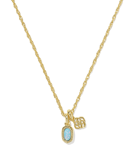 Mini elisa dira necklace in gold blue opal - Heart On A Hanger