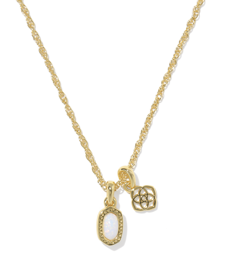 Mini elisa dira necklace in gold bright white opal - Heart On A Hanger