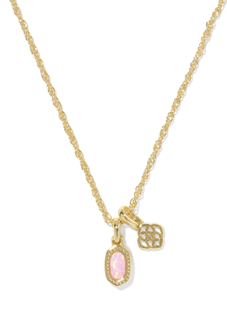 Mini elisa dira necklace in gold light pink opal - Heart On A Hanger
