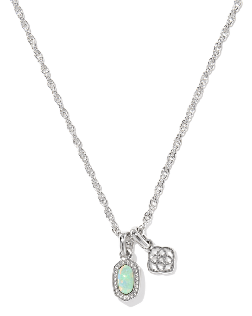 Mini elisa dira necklace in silver green opal - Heart On A Hanger