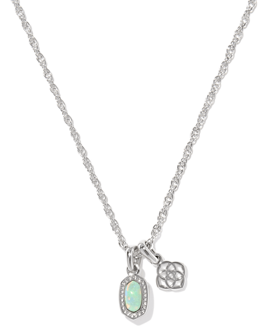 Mini elisa dira necklace in silver green opal - Heart On A Hanger