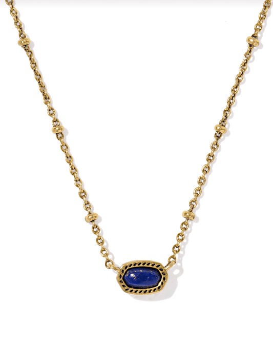 Mini elisa satellite pendant vintage gold blue lapis - Heart On A Hanger