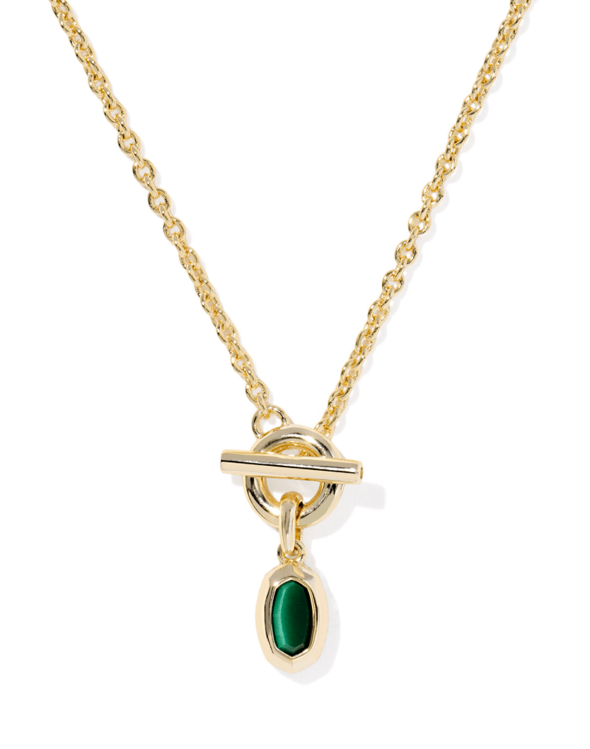 Mini elisa toggle short pendant gold green tigers eye - Heart On A Hanger