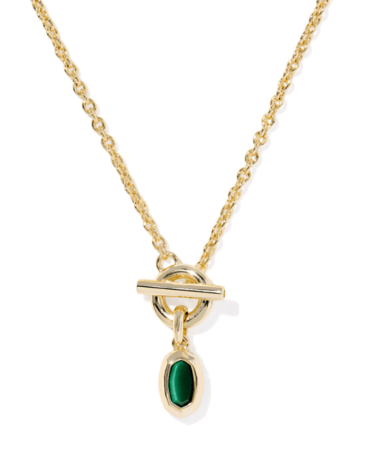Mini elisa toggle short pendant gold green tigers eye - Heart On A Hanger