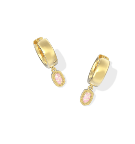 Mini Ellie life biggie earrings in gold light pink opal - Heart On A Hanger