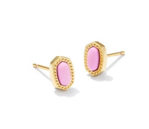 Mini ellie stud earrings gold fuchsia magnesite - Heart On A Hanger