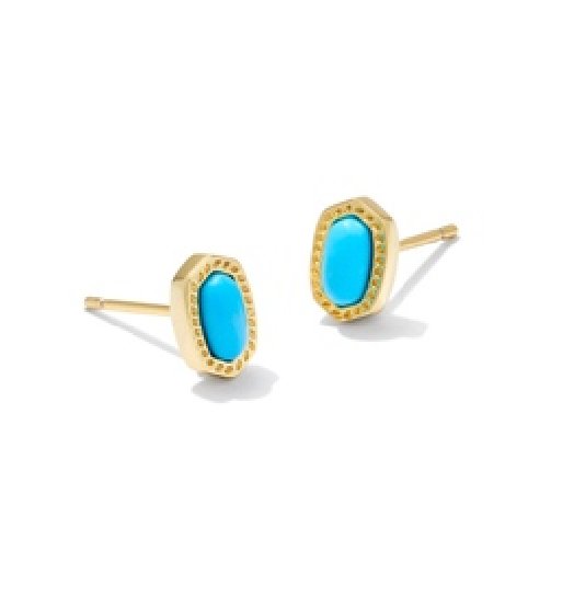 Mini ellie stud earrings gold turquoise - Heart On A Hanger