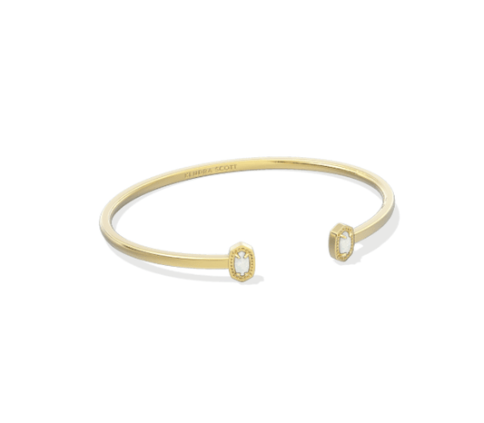 Mini elton cuff bracelet gold white opal - Heart On A Hanger