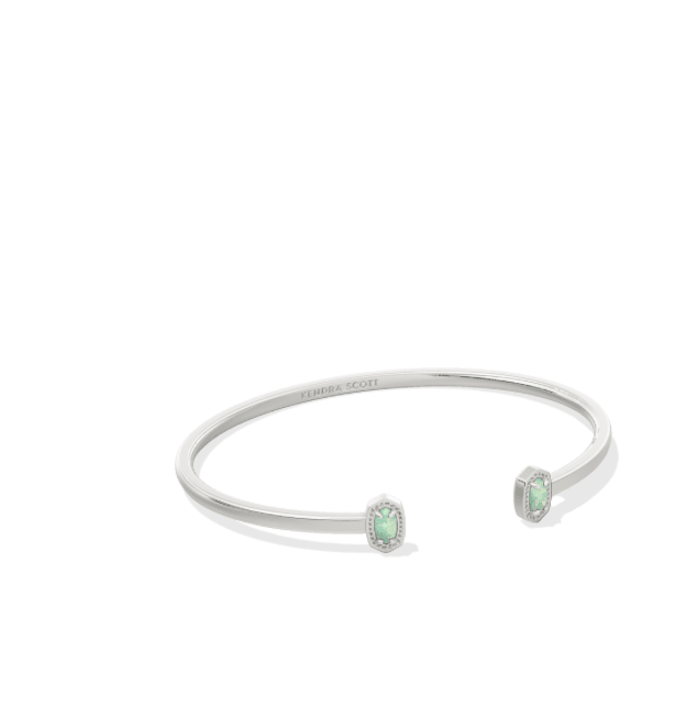 Mini elton cuff bracelet in silver green opal - Heart On A Hanger
