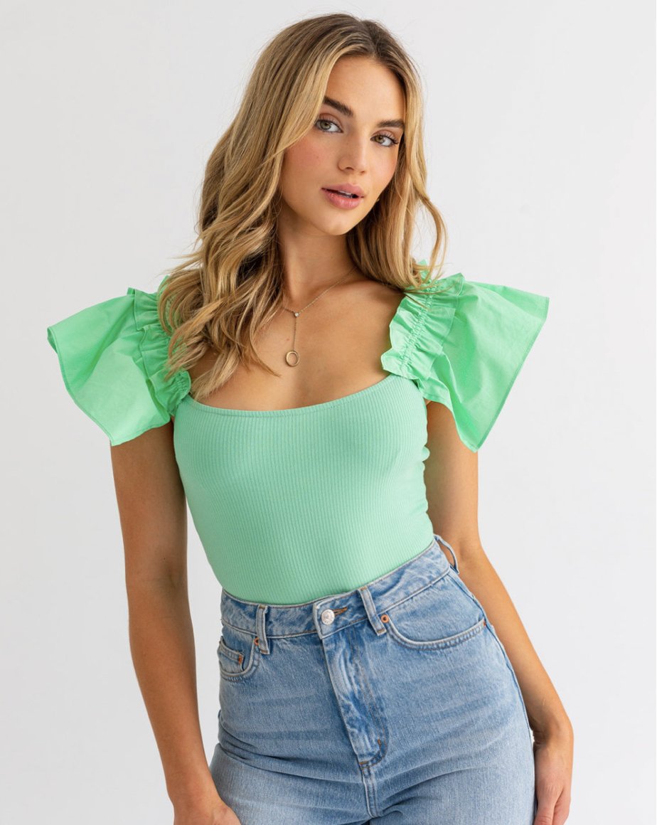 Mint Sweet Sleeve Bodysuit - Heart On A Hanger