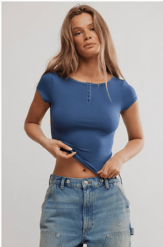Morning pages henley in dark navy - Heart On A Hanger