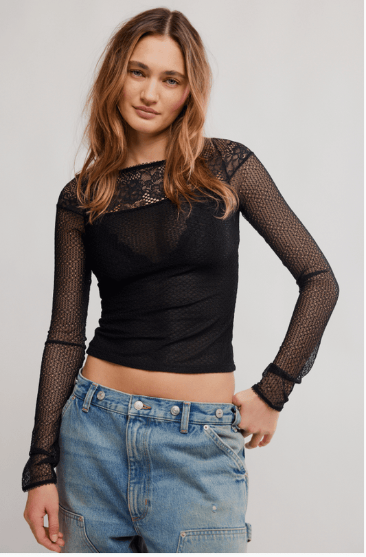 Night mode layering top in black - Heart On A Hanger
