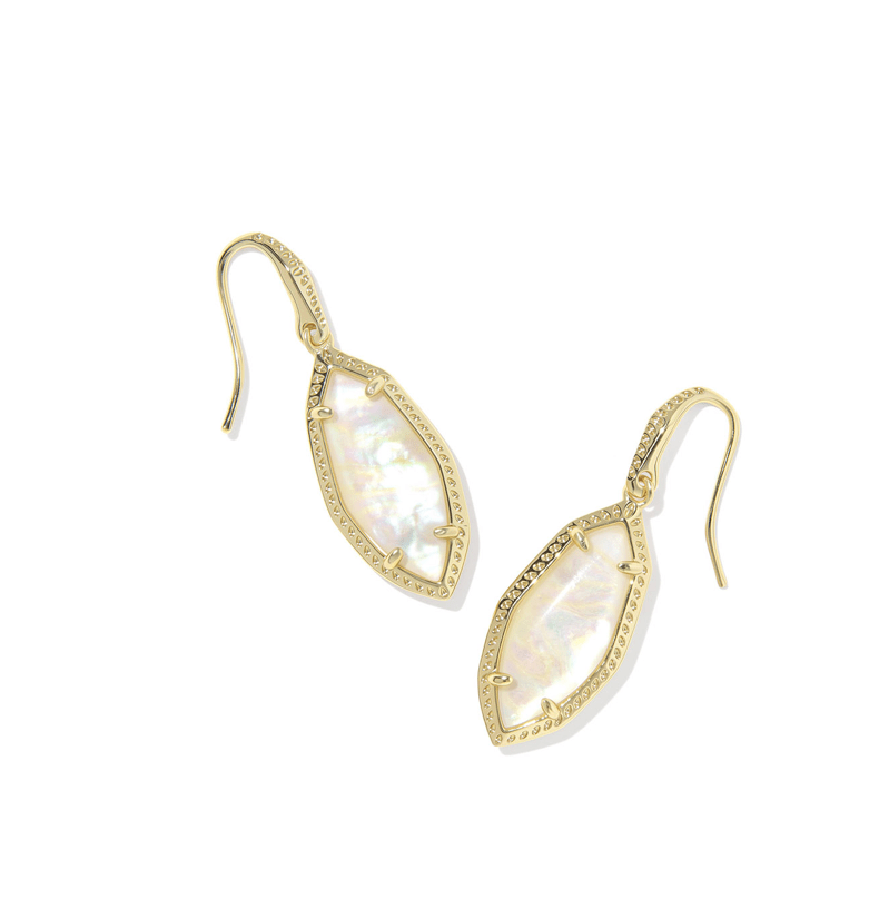 Ophelia gold small drop earrings in gold light mauve illusion - Heart On A Hanger