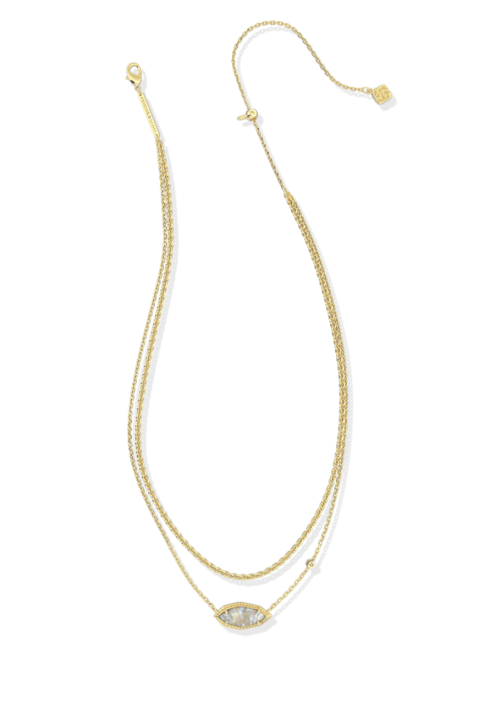Ophelia multistrand necklace in gold irredescent abalone - Heart On A Hanger