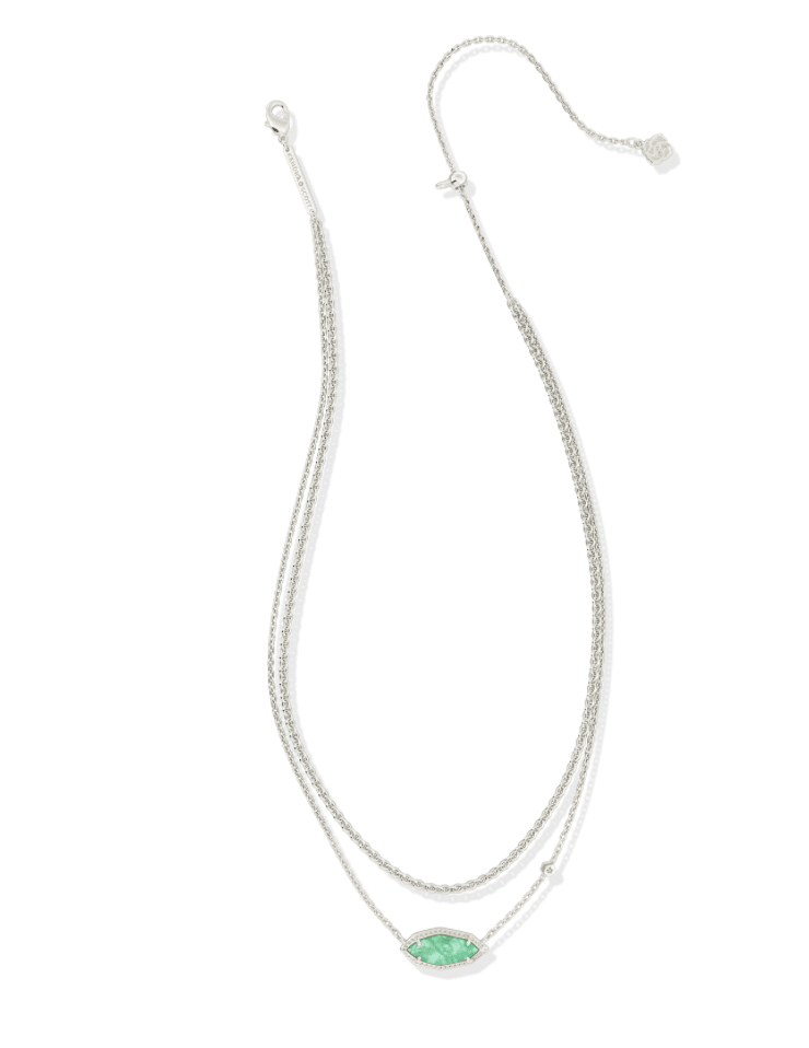 Ophelia multistrand necklace in silver mint iridescent abalone - Heart On A Hanger