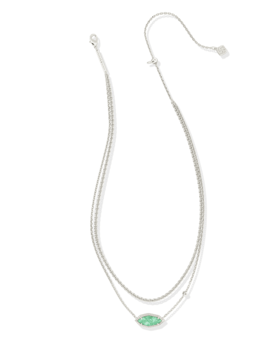 Ophelia multistrand necklace in silver mint iridescent abalone - Heart On A Hanger