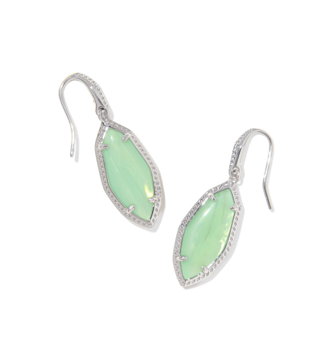 Ophelia small drop earrings in silver mint iridescent abalone - Heart On A Hanger