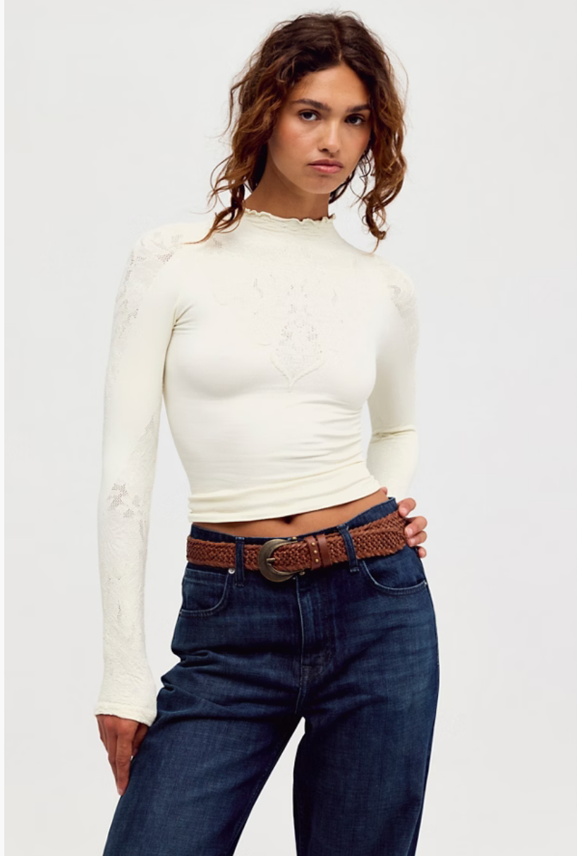 Mixed feelings mock neck