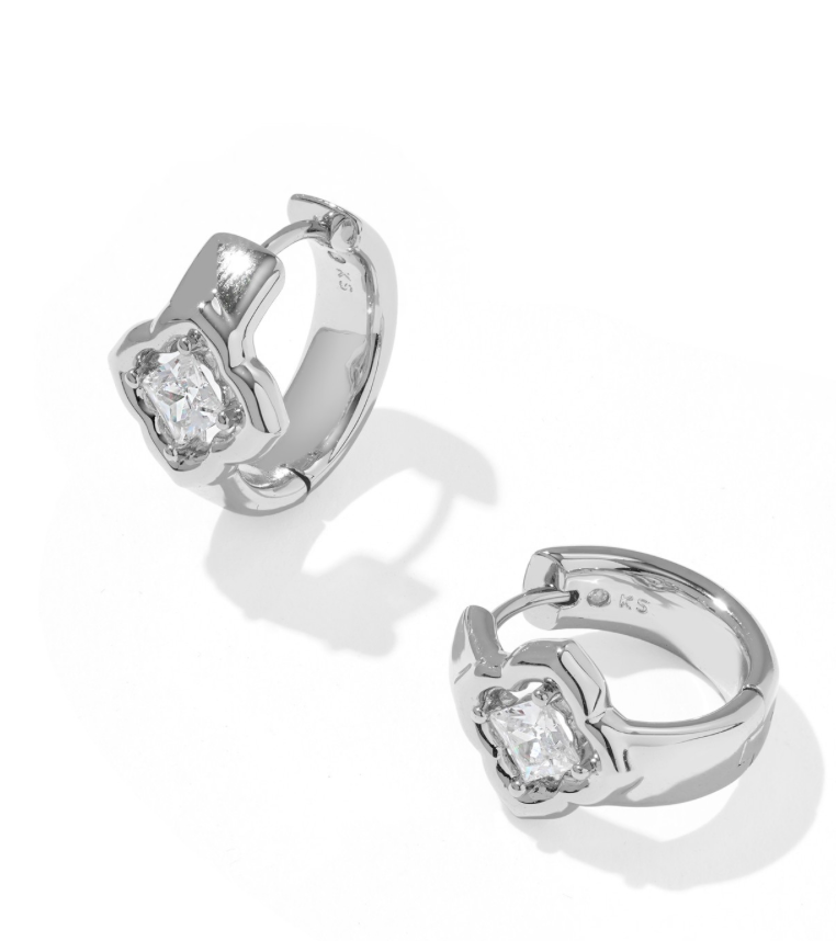 Mallory Crystal huggie earrings in silver white cz